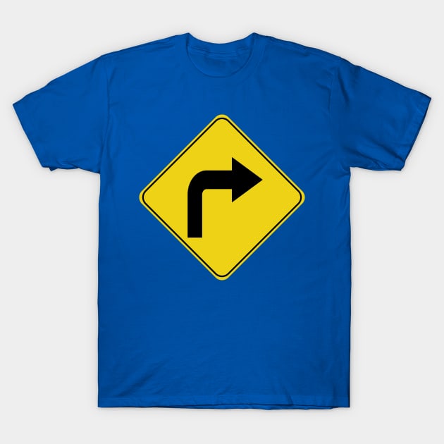 Caution Road Sign Right Turn Arrow T-Shirt by shanestillz